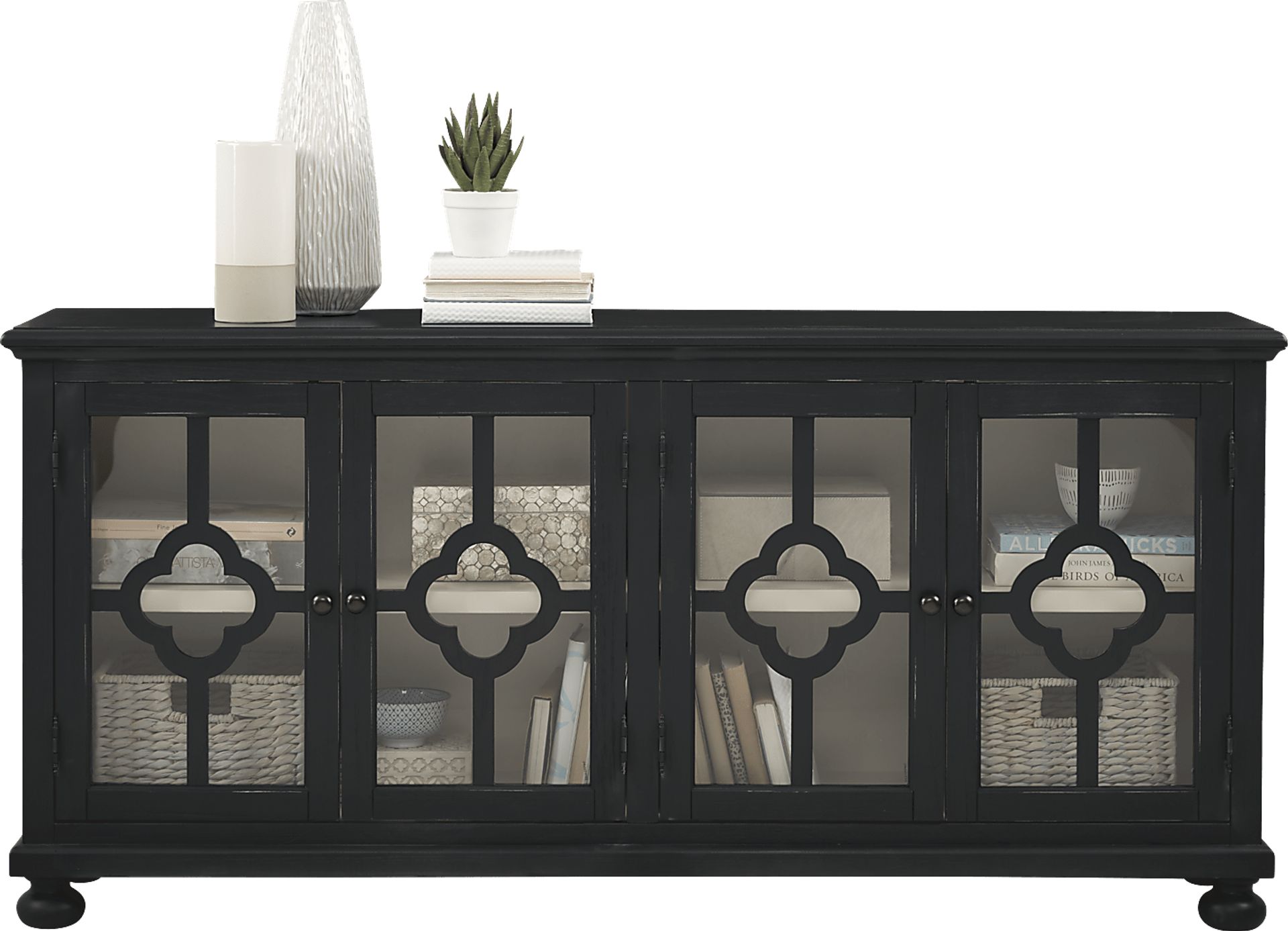 Alanna Black Four Door Accent Cabinet - Image 3