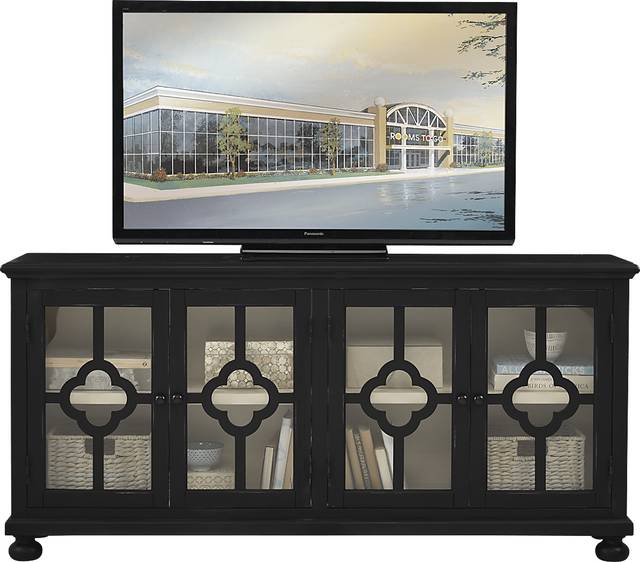 Alanna Black Four Door Accent Cabinet - Thumbnail - Image 1