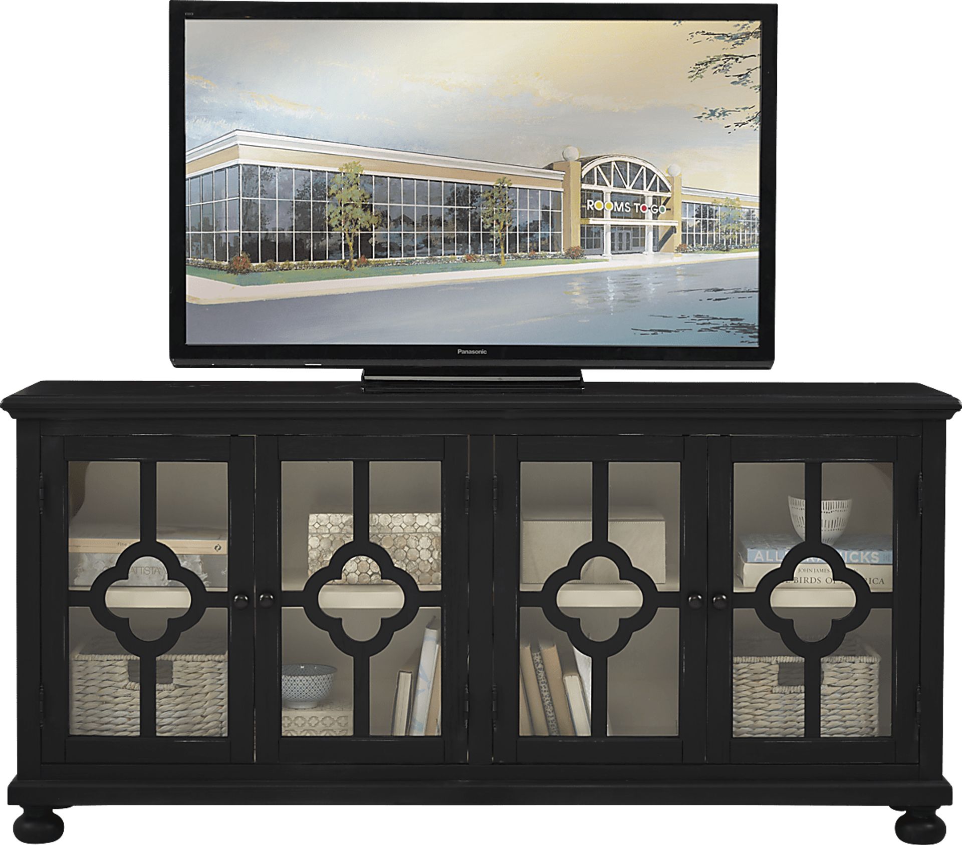 Alanna Black Four Door Accent Cabinet - Image 1