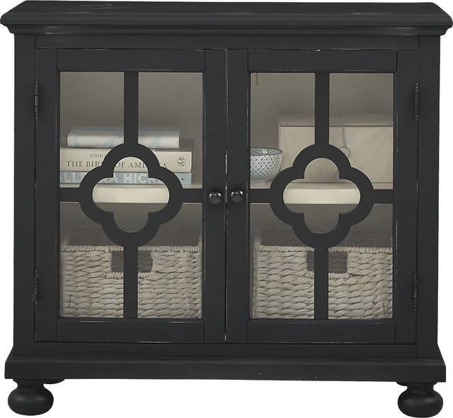 Alanna Black Two Door Accent Cabinet - Thumbnail - Image 1