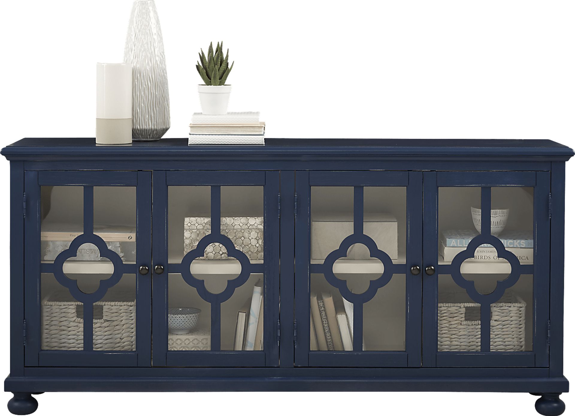 Alanna Blue Four Door Accent Cabinet - Image 3