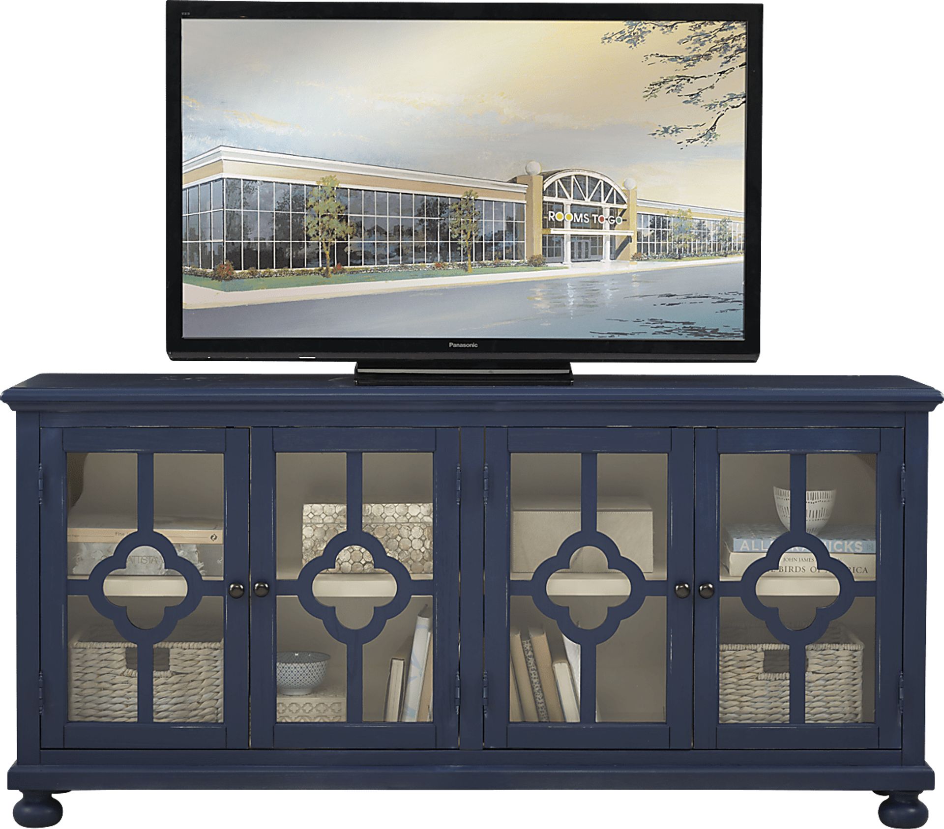 Alanna Blue Four Door Accent Cabinet - Image 1