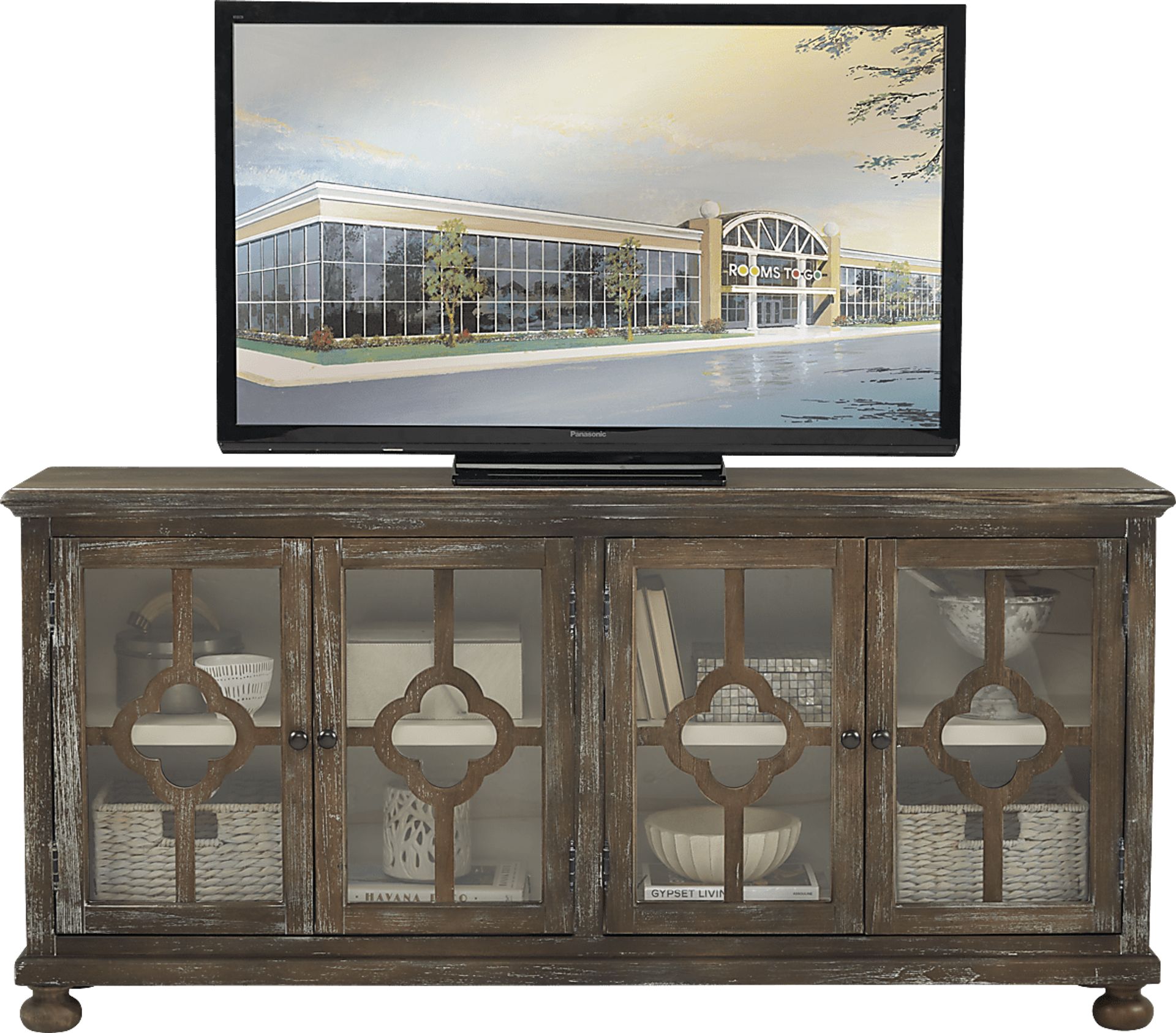 Alanna Golden Beige Four Door Accent Cabinet - Image 1