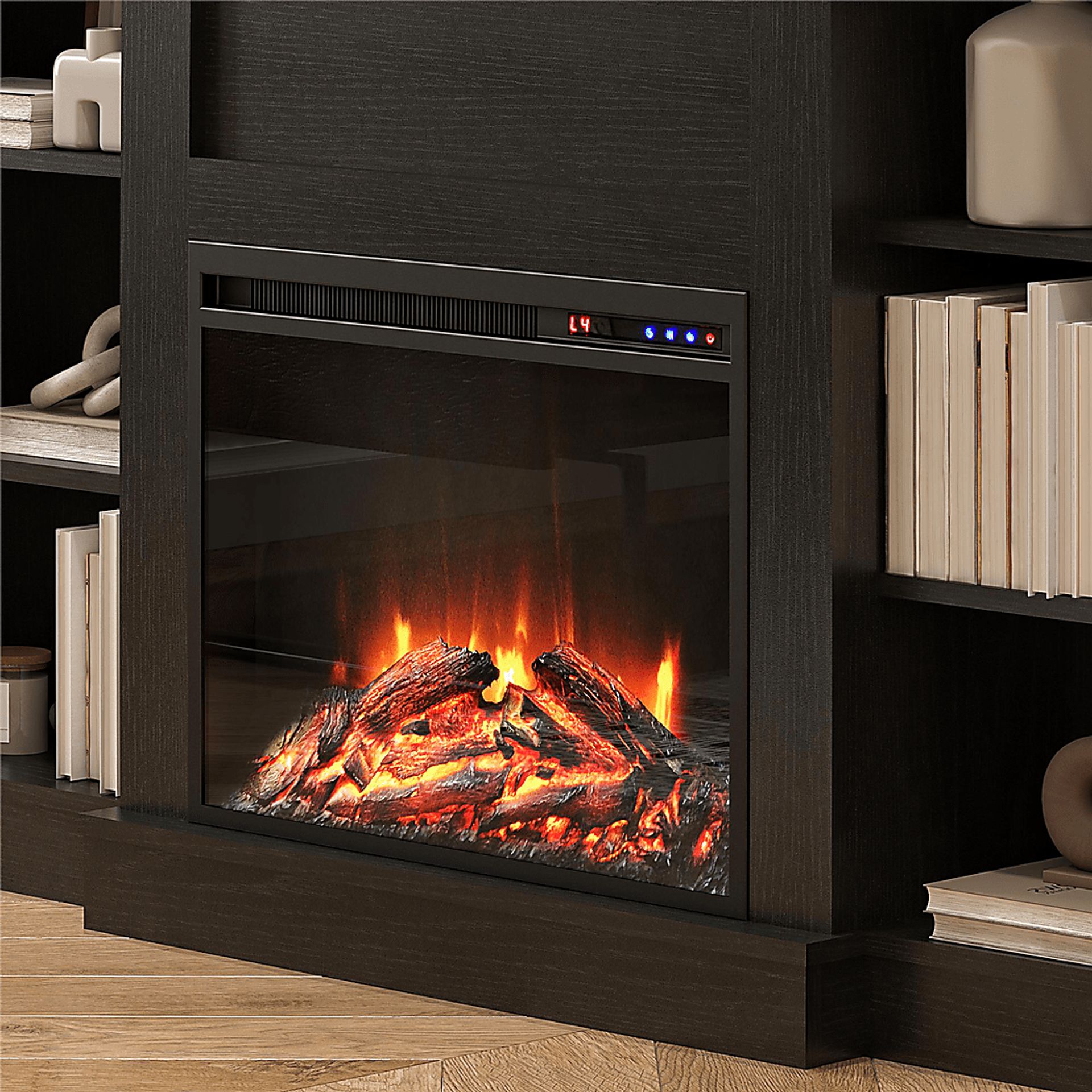 Alarice Black 61 in. Console with Electric Fireplace - Image 9