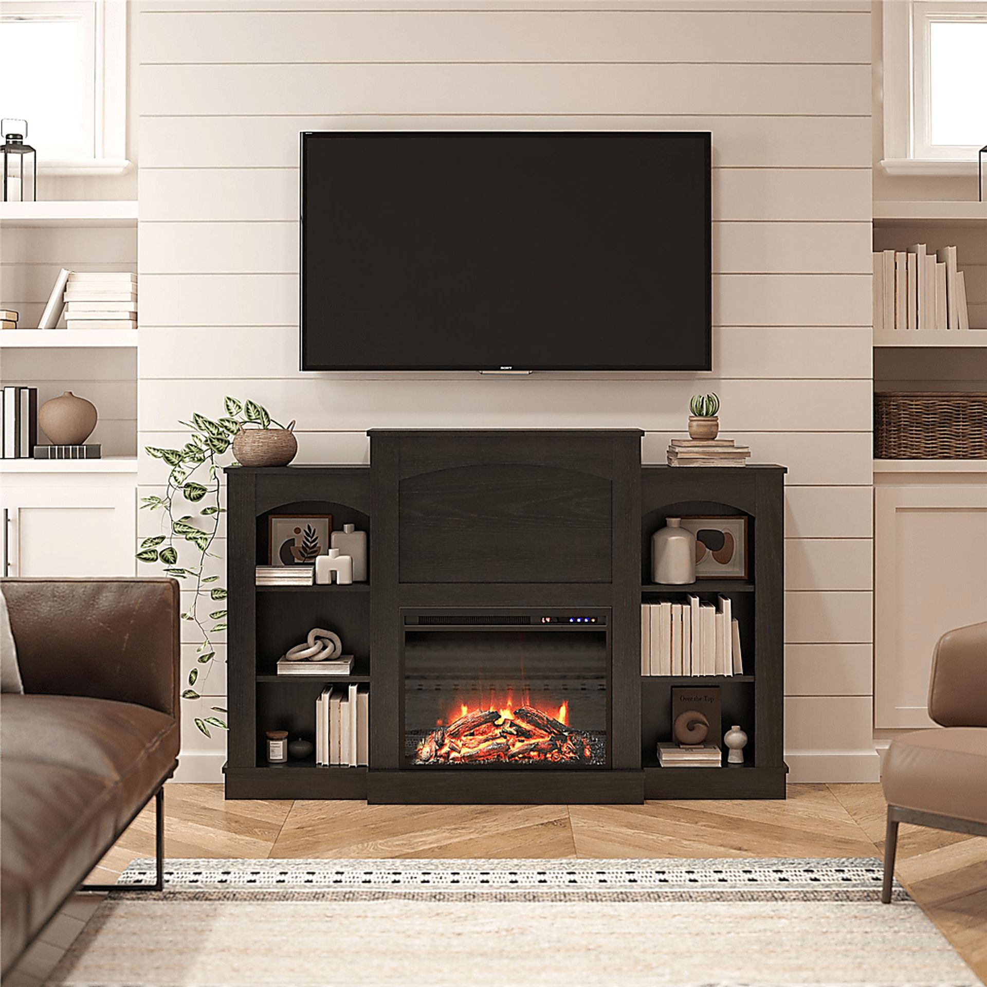 Alarice Black 61 in. Console with Electric Fireplace - Image 2