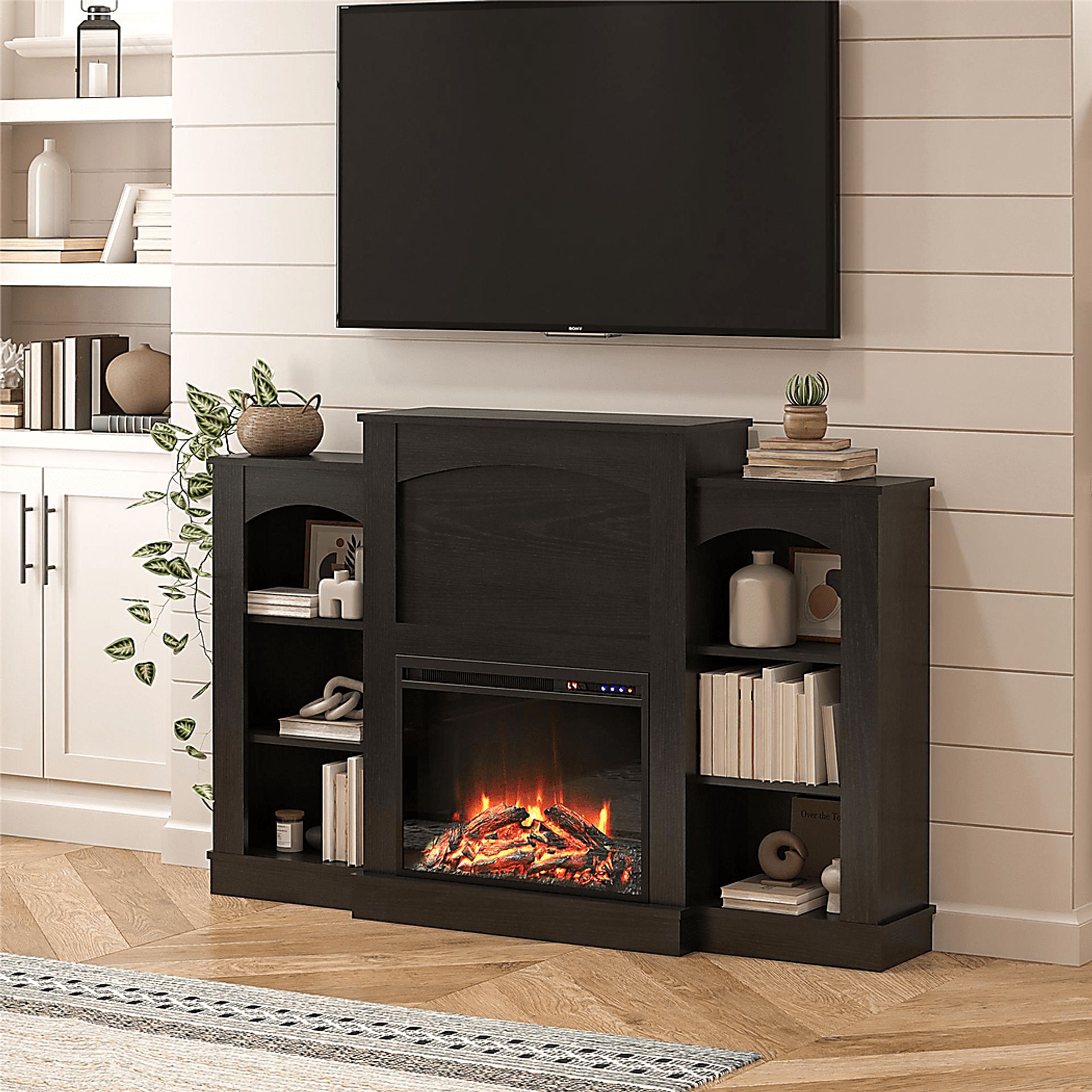 Alarice Black 61 in. Console with Electric Fireplace - Image 3