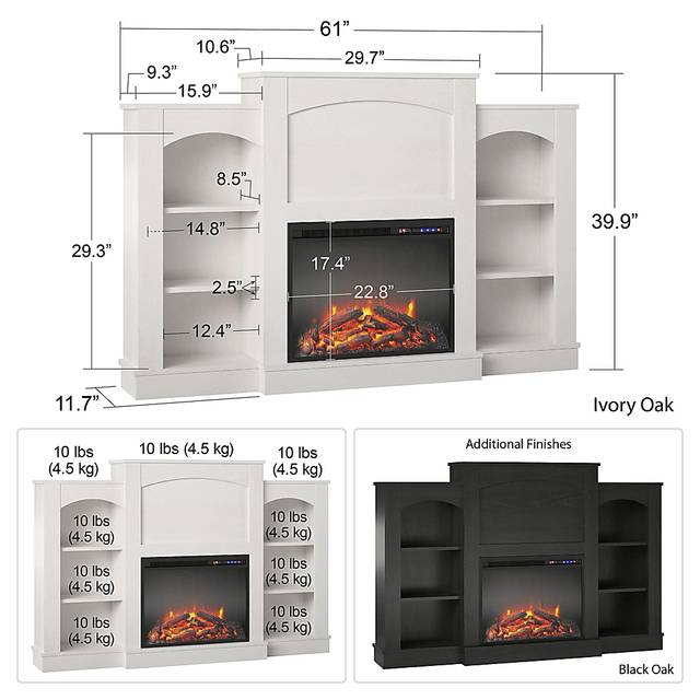 Alarice Ivory 61 in. Console with Electric Fireplace - Thumbnail - Image 5