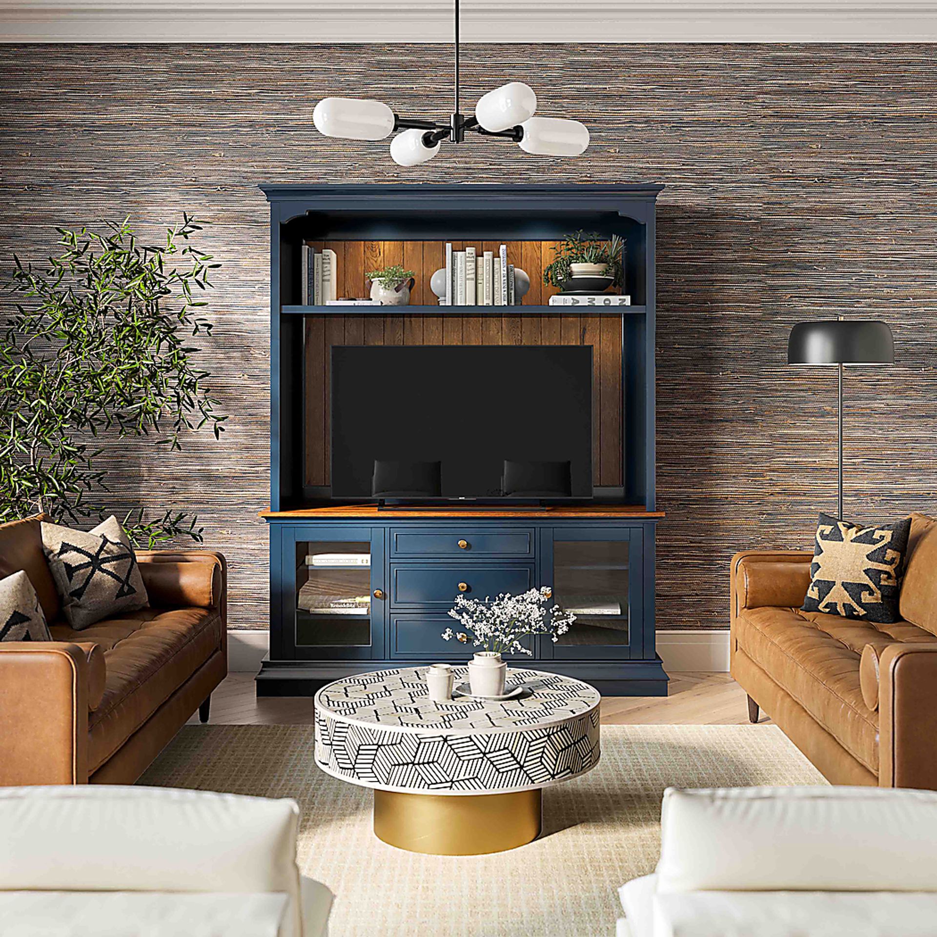 Albermarle Blue 2 Pc Wall Unit with 68.5 in. Console - Image 2