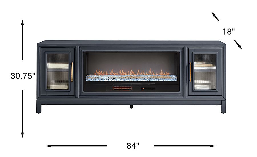 Albion Blue 84 in. Console with Electric Fireplace - Thumbnail 5