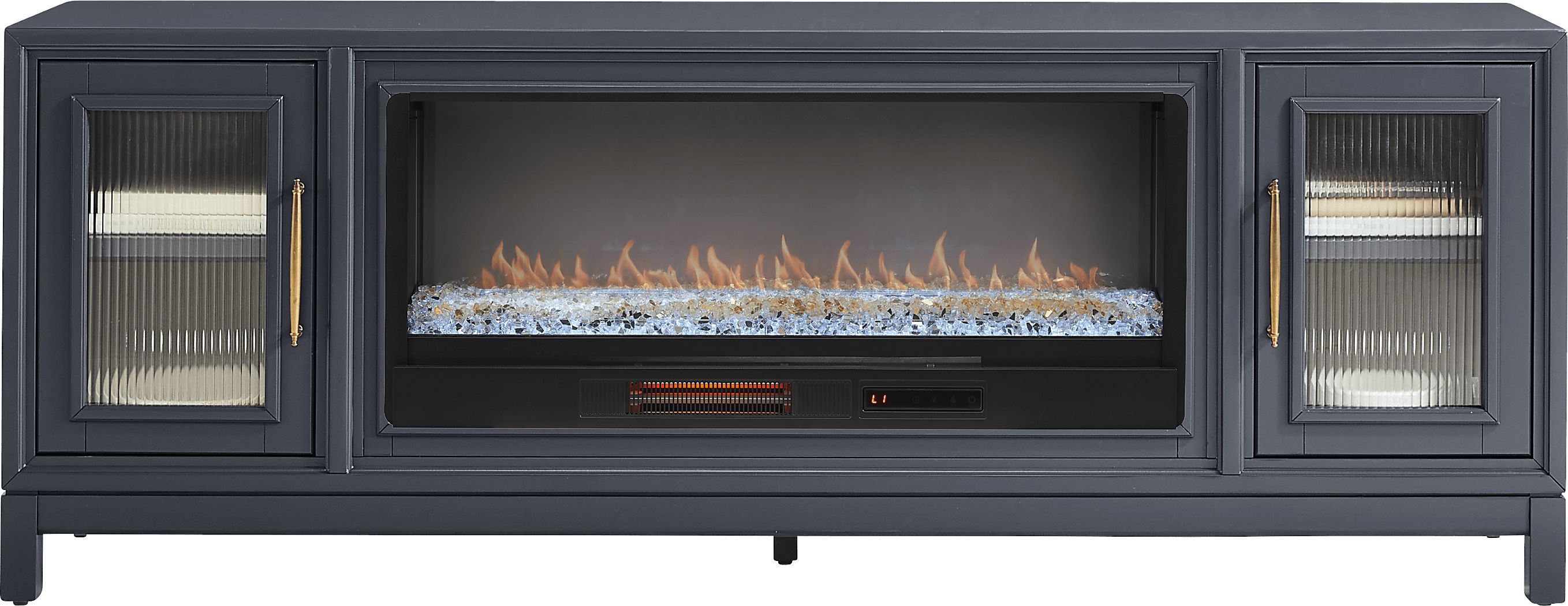 Albion Blue 84 in. Console with Electric Fireplace