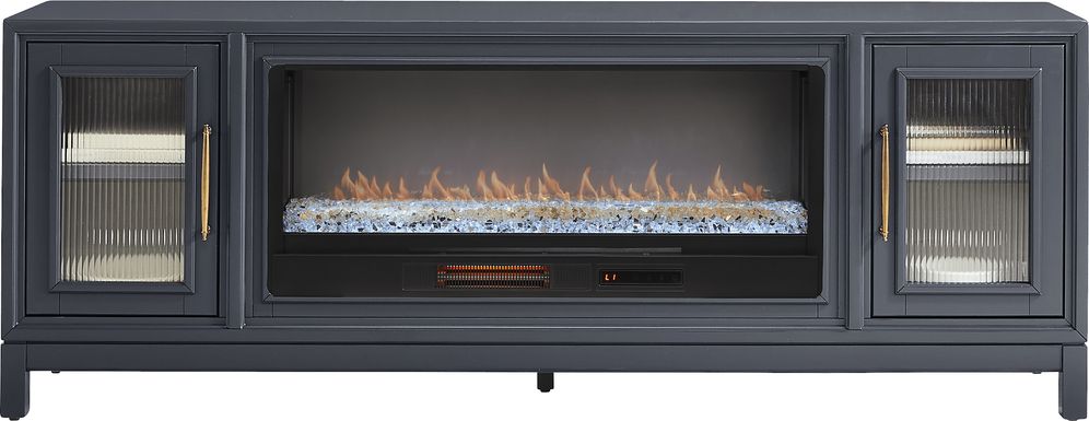 Albion Blue 84 in. Console with Electric Fireplace