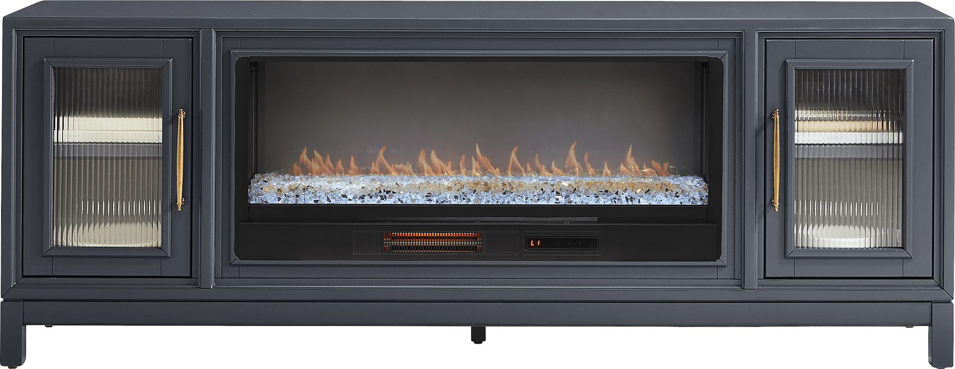 Albion Blue 84 in. Console with Electric Fireplace - Image 1