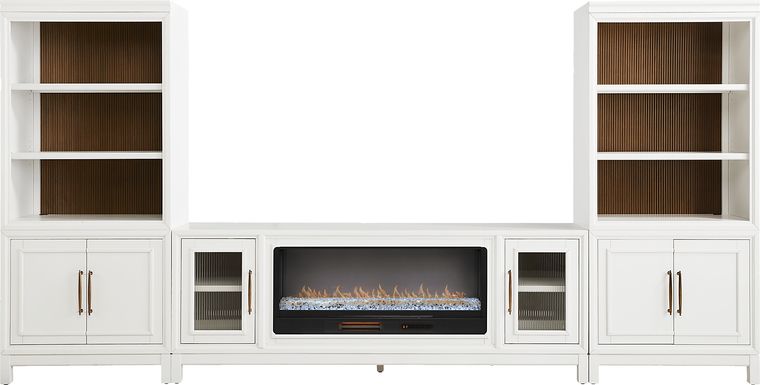 Albion White 4 Pc Wall Unit with 84 in. Console and Electric Fireplace