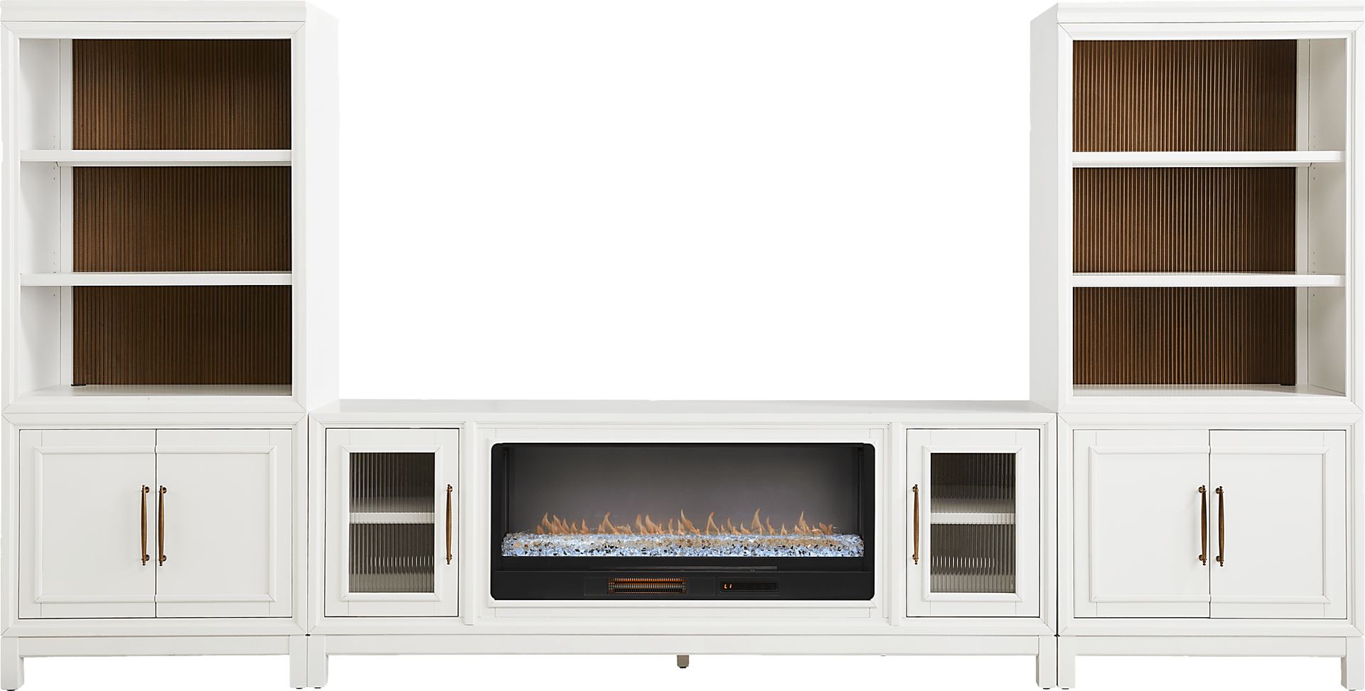 Albion White 4 Pc Wall Unit with 84 in. Console and Electric Fireplace - Image 1