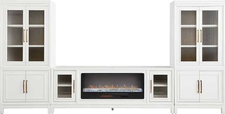 Albion White 4 Pc Wall Unit with 84 in. Console and Electric Fireplace
