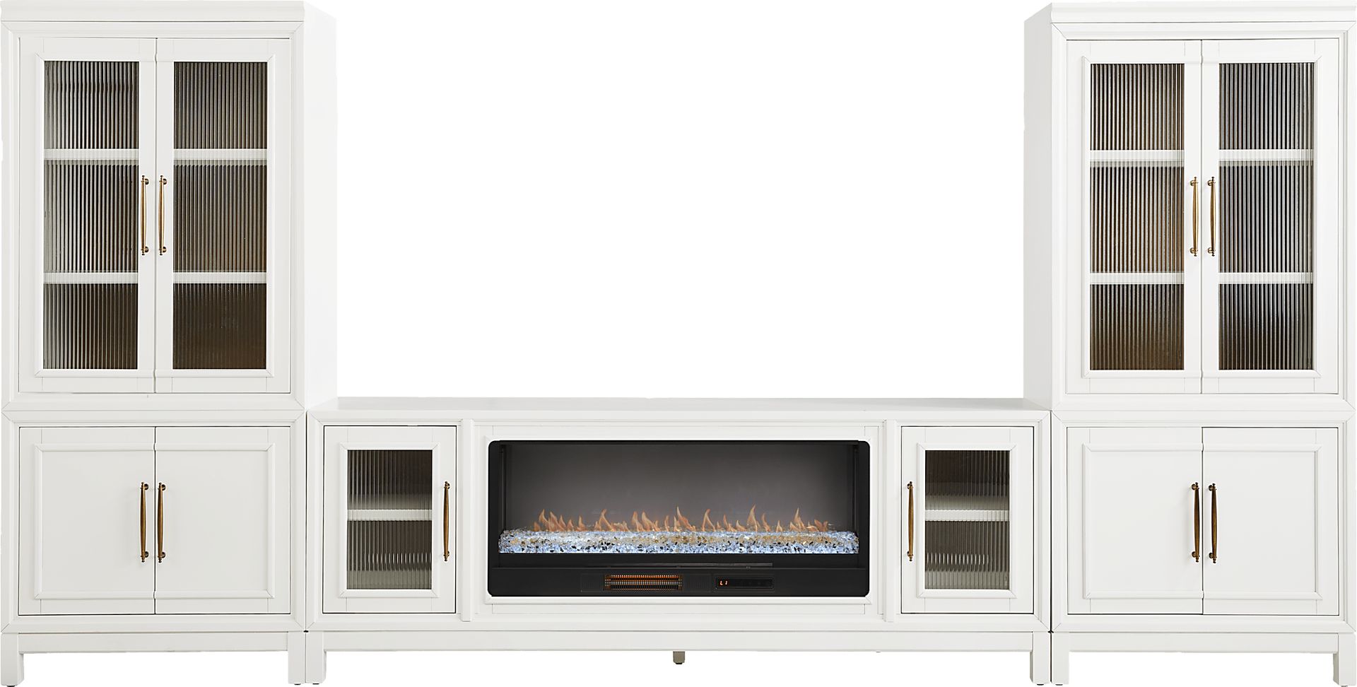 Albion White 4 Pc Wall Unit with 84 in. Console and Electric Fireplace - Image 1