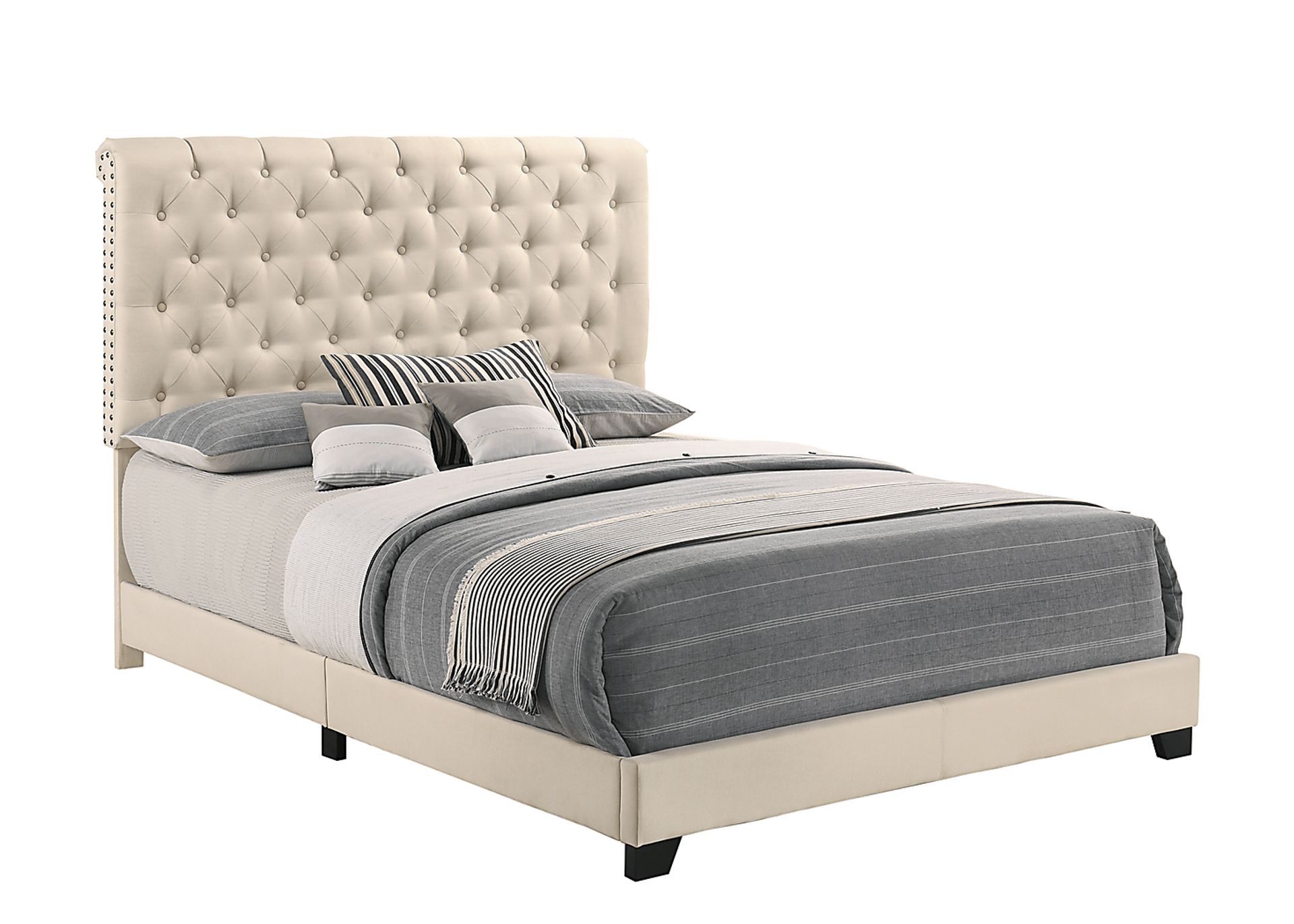 Albritt Beige 3 Pc Full Upholstered Bed - Image 3