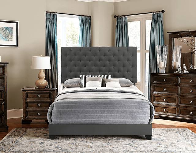 Albritt Dark Gray 3 Pc Queen Upholstered Bed - Thumbnail - Image 2