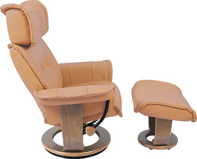Albritton Light Brown Recliner & Ottoman - Thumbnail - Image 3