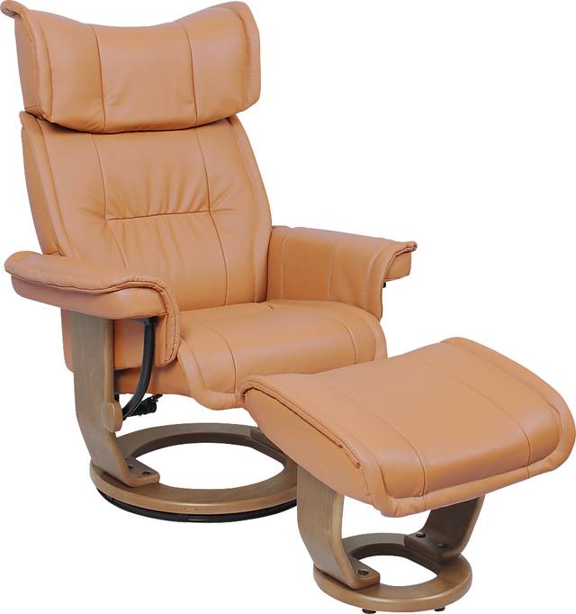 Albritton Light Brown Recliner & Ottoman - Thumbnail - Image 1