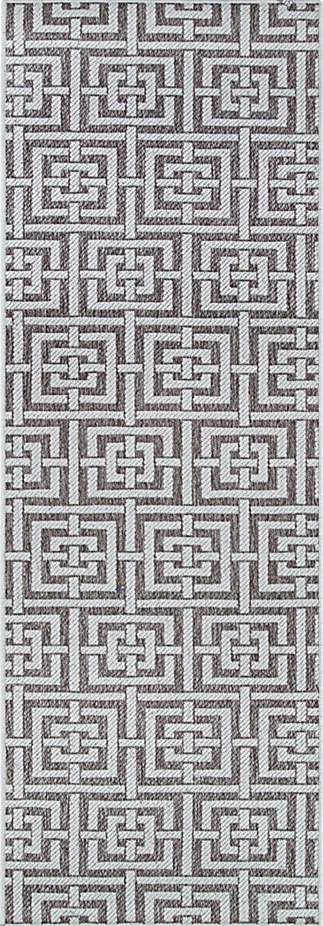 Alburt Blue 2'3 x 7'10 Indoor/Outdoor Runner Rug - Thumbnail - Image 2