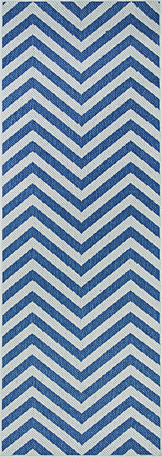 Alburt Blue 2'3 x 7'10 Indoor/Outdoor Runner Rug - Thumbnail - Image 1