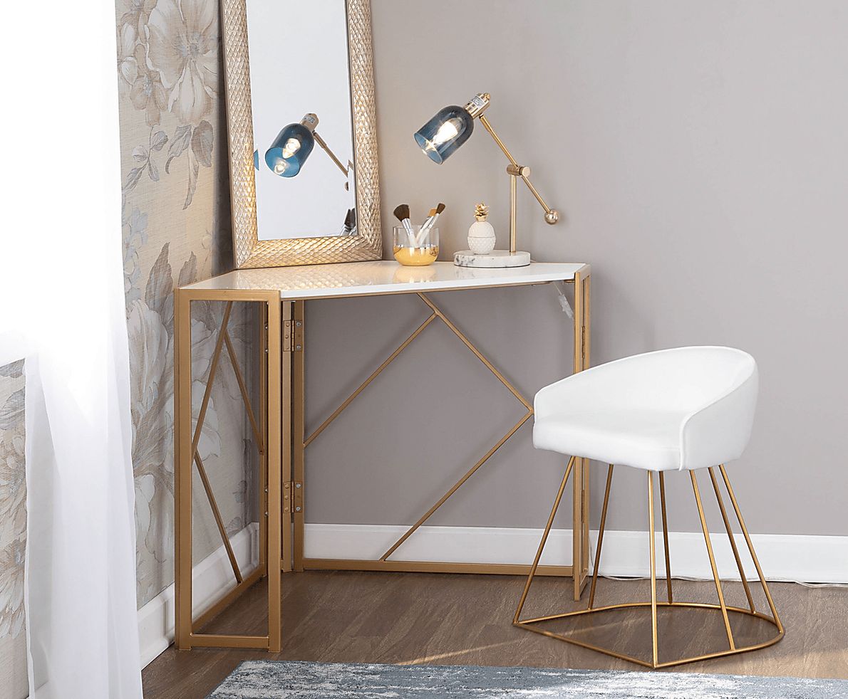 Alcanza White Vanity Stool