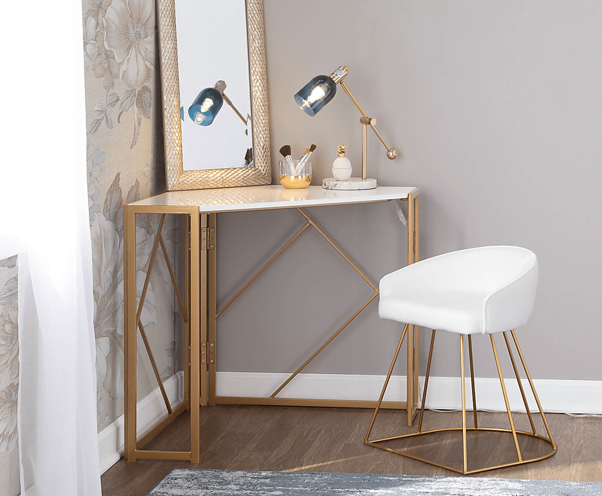 Alcanza White Vanity Stool - Image 7