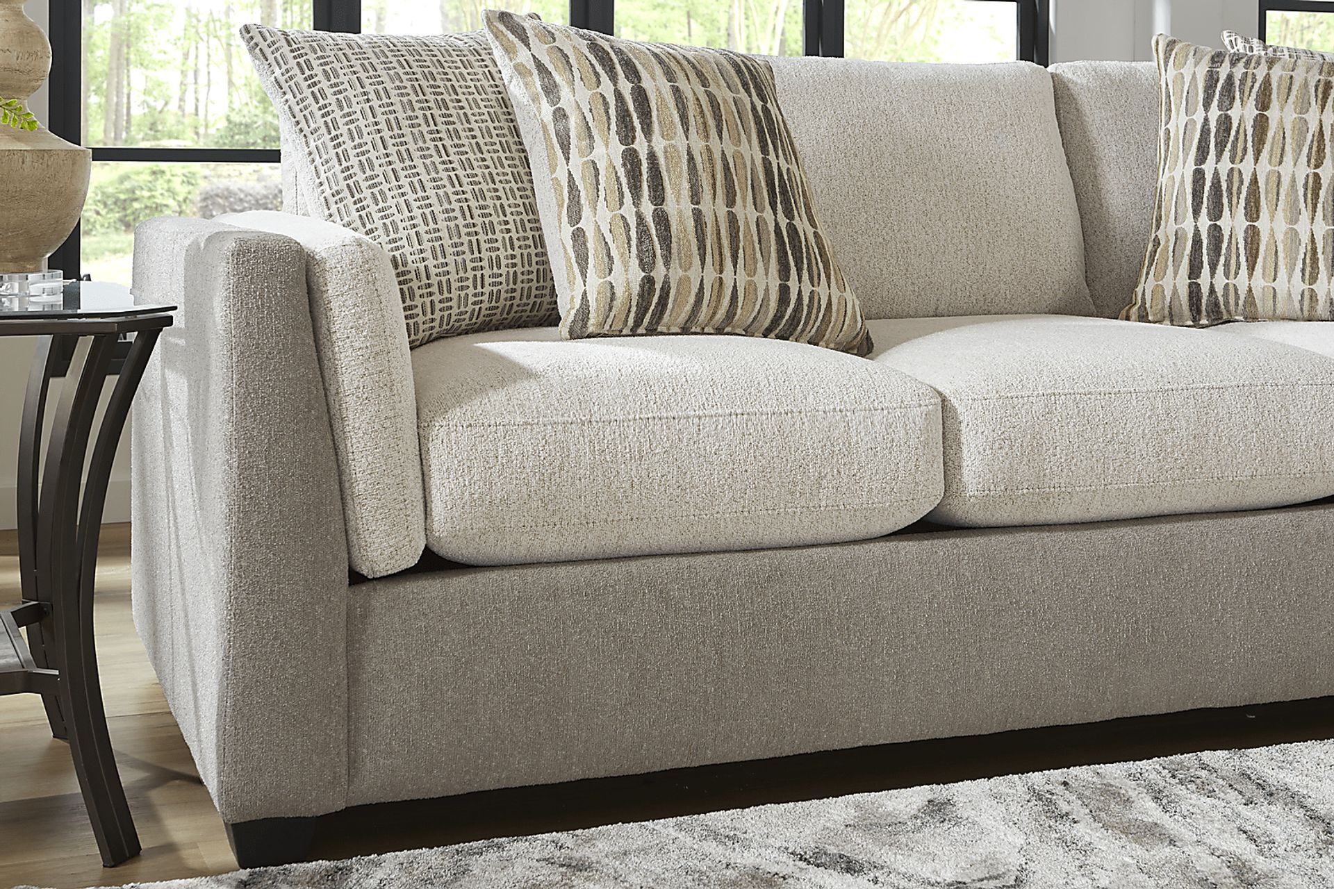 Alcott 7 Pc Gray Chenille,Plush,Woven Living Room Set With
