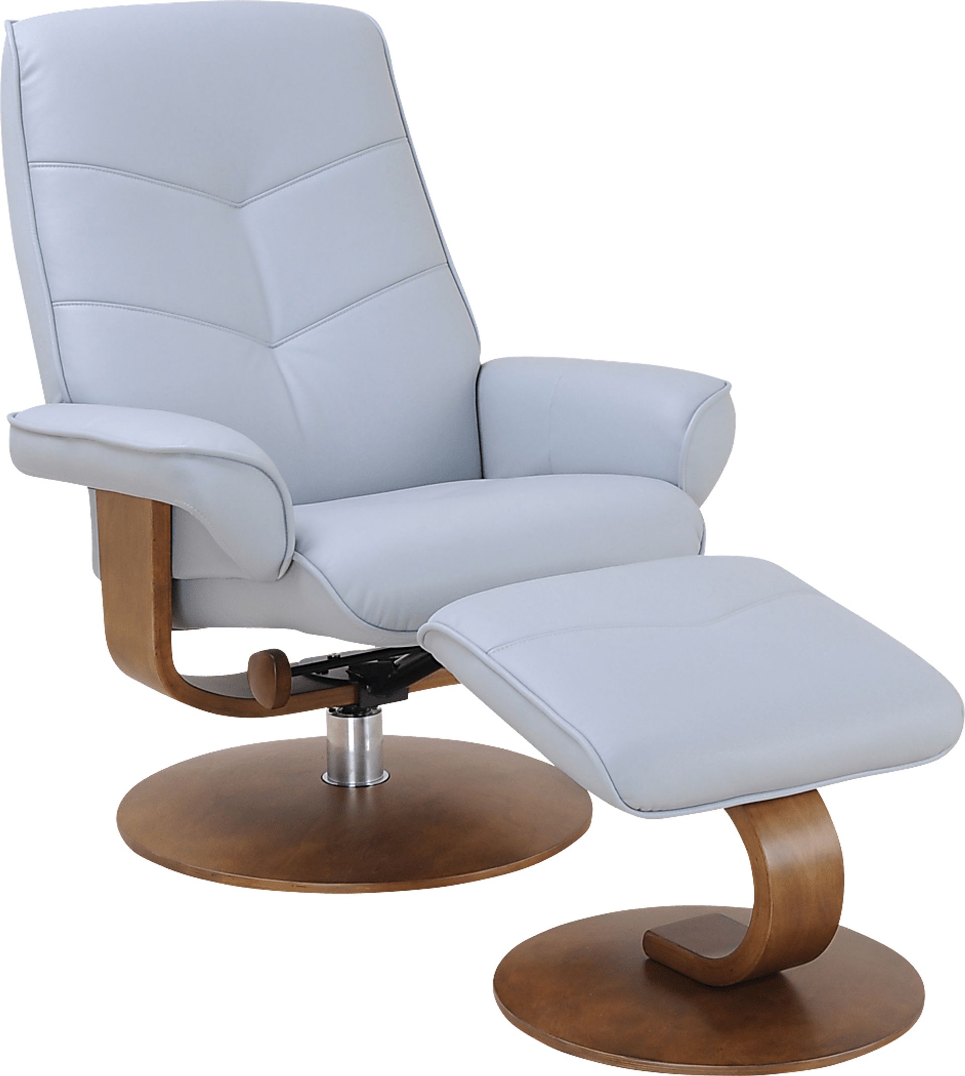 Aldays Light Blue Recliner & Ottoman - Image 1