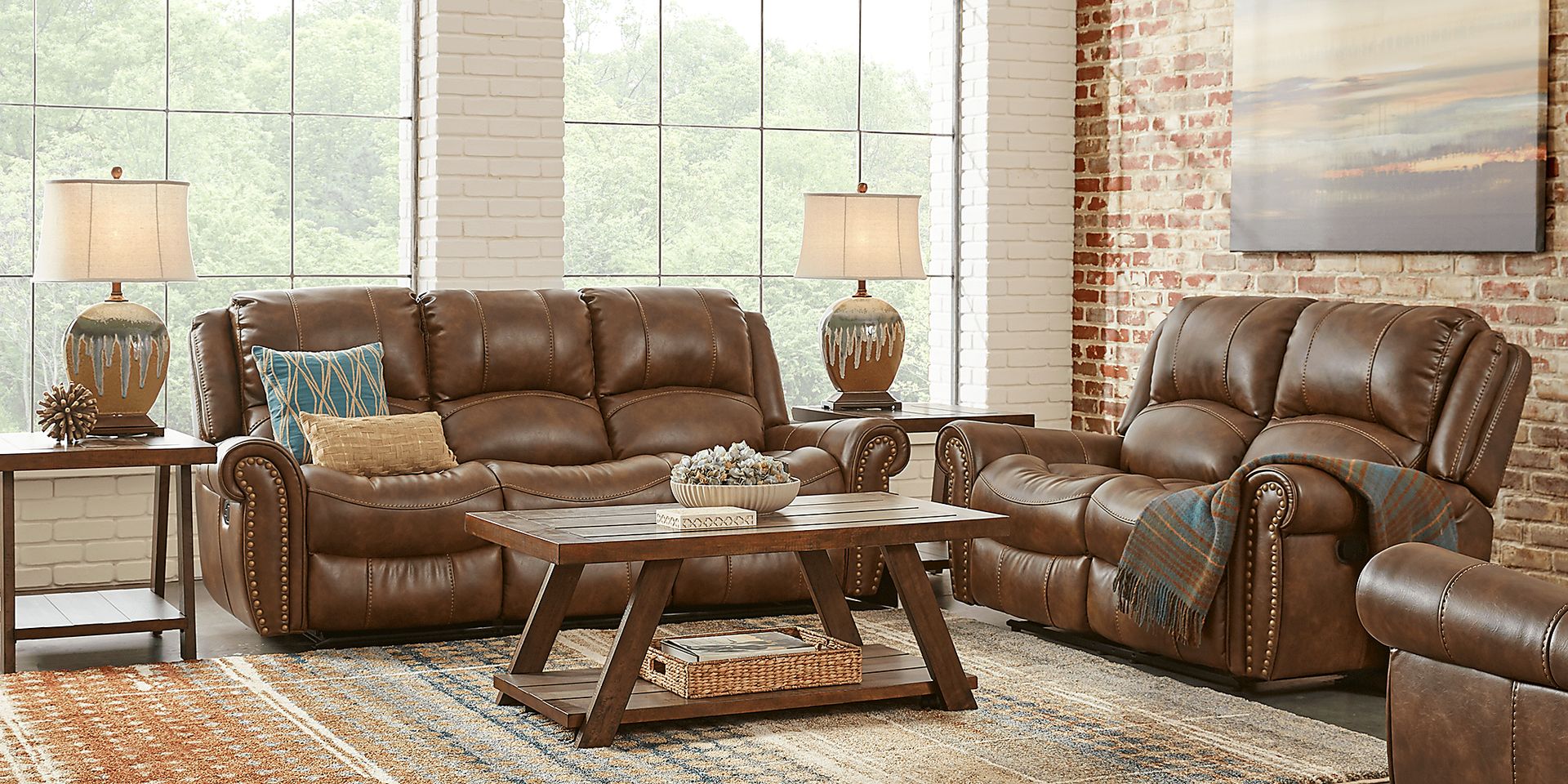 Alden Point Brown 3 Pc Living Room with Reclining Sofa - Image 2