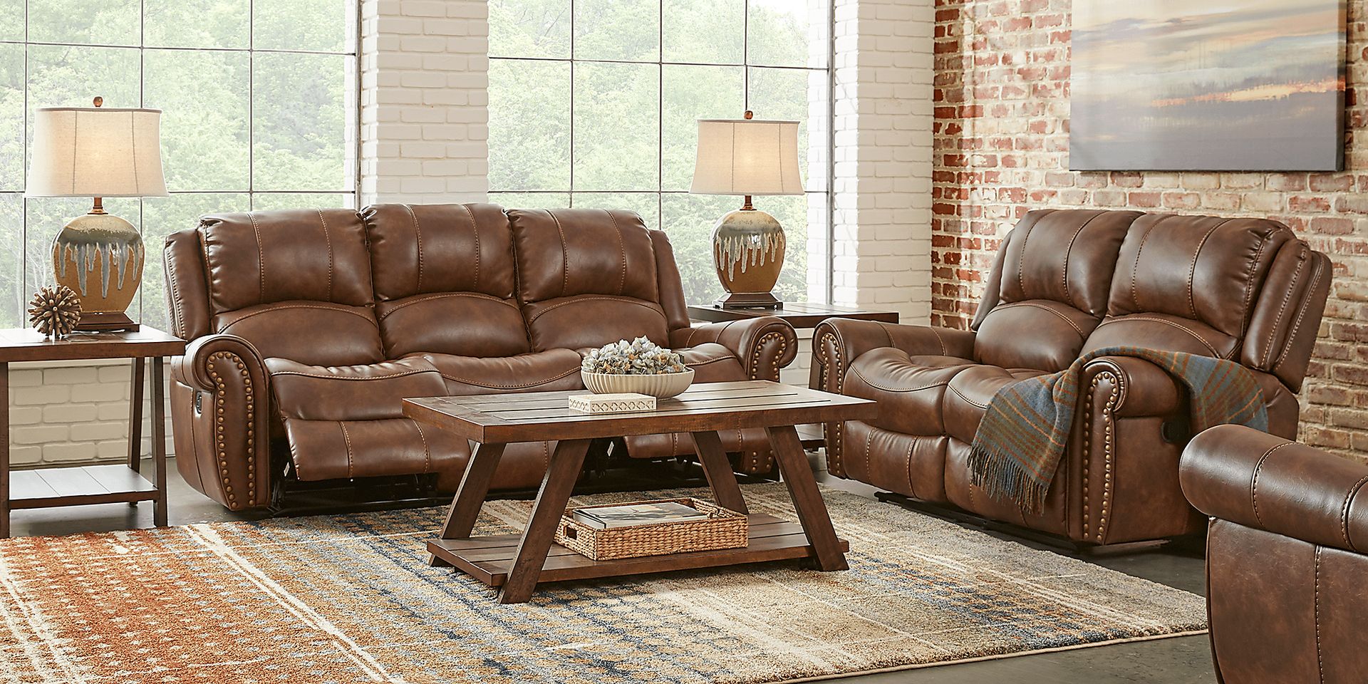 Alden Point Brown 5 Pc Living Room with Reclining Sofa - Image 2