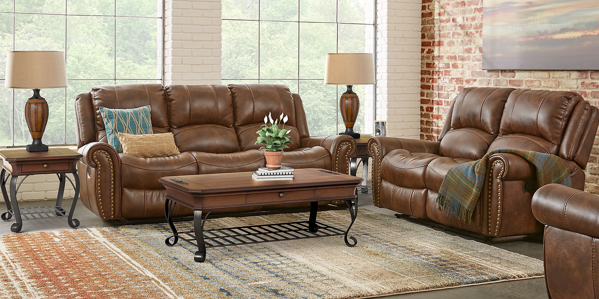 Alden Point Brown 5 Pc Living Room with Reclining Sofa - Image 1