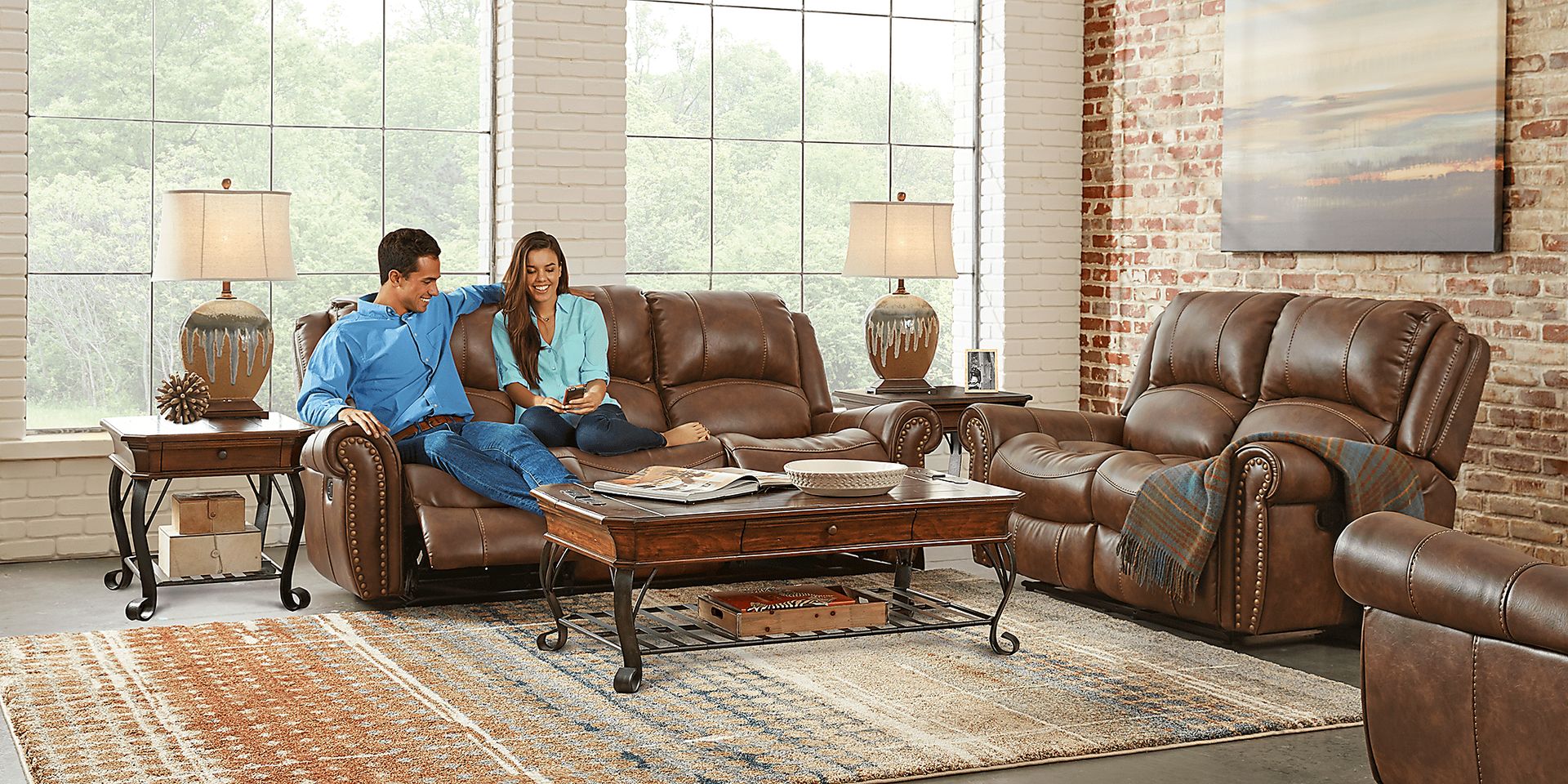 Alden Point Brown Reclining Loveseat - Image 3