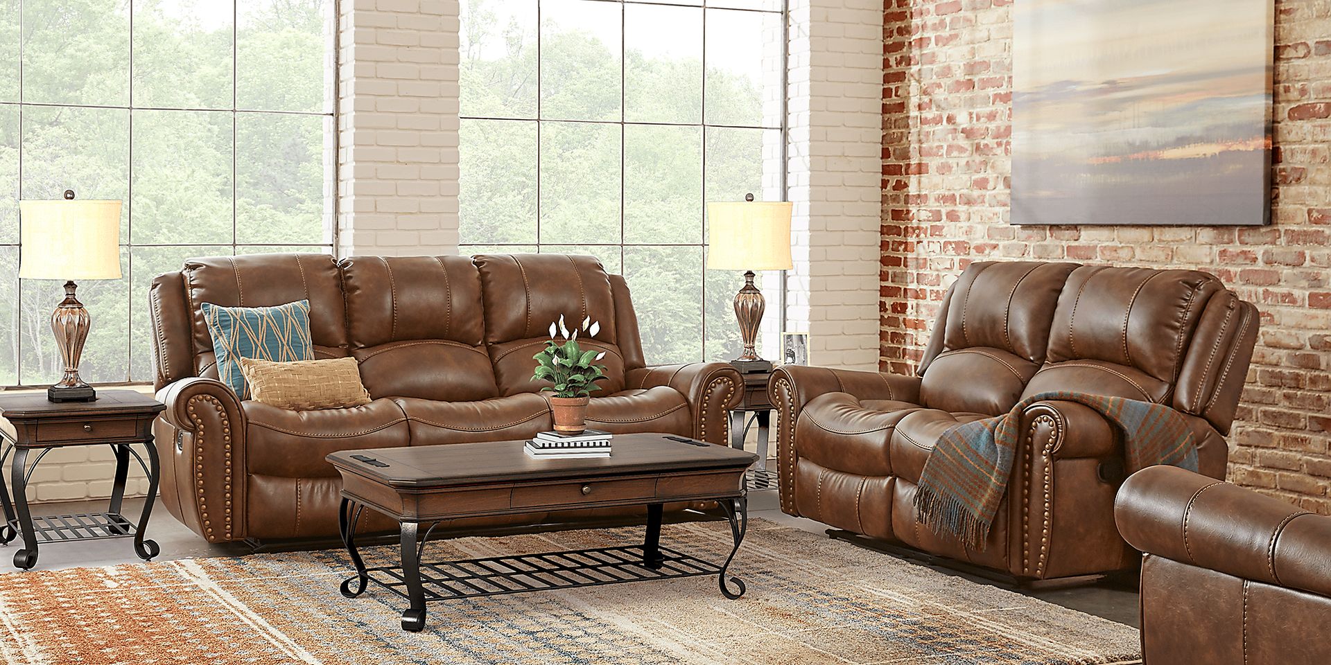 Alden Point Brown Reclining Loveseat - Image 2