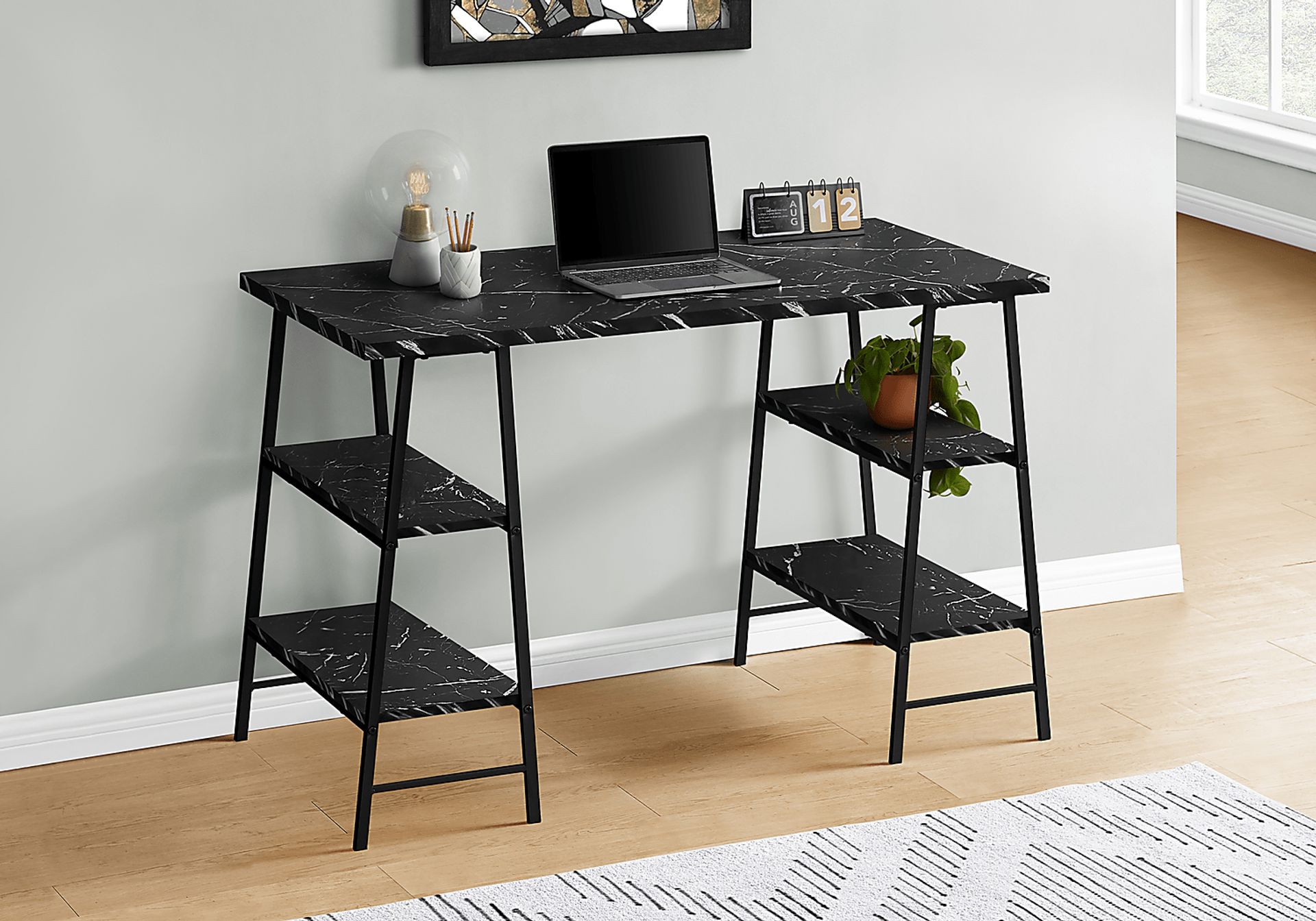Aldersmeade Black Marble Desk - Image 2