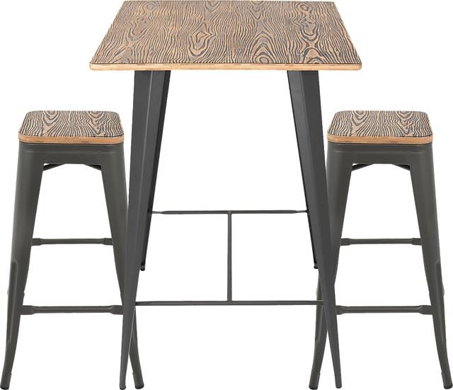 Aldersyde Brown 3 Pc Bar Height Table Set - Thumbnail - Image 2