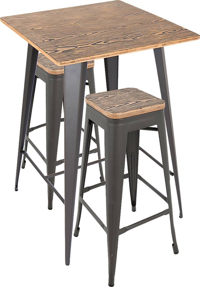 Aldersyde Brown 3 Pc Bar Height Table Set - Thumbnail - Image 1