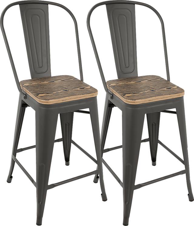 Aldersyde Brown High Back Counter Height Stool (Set of 2) - Thumbnail - Image 1