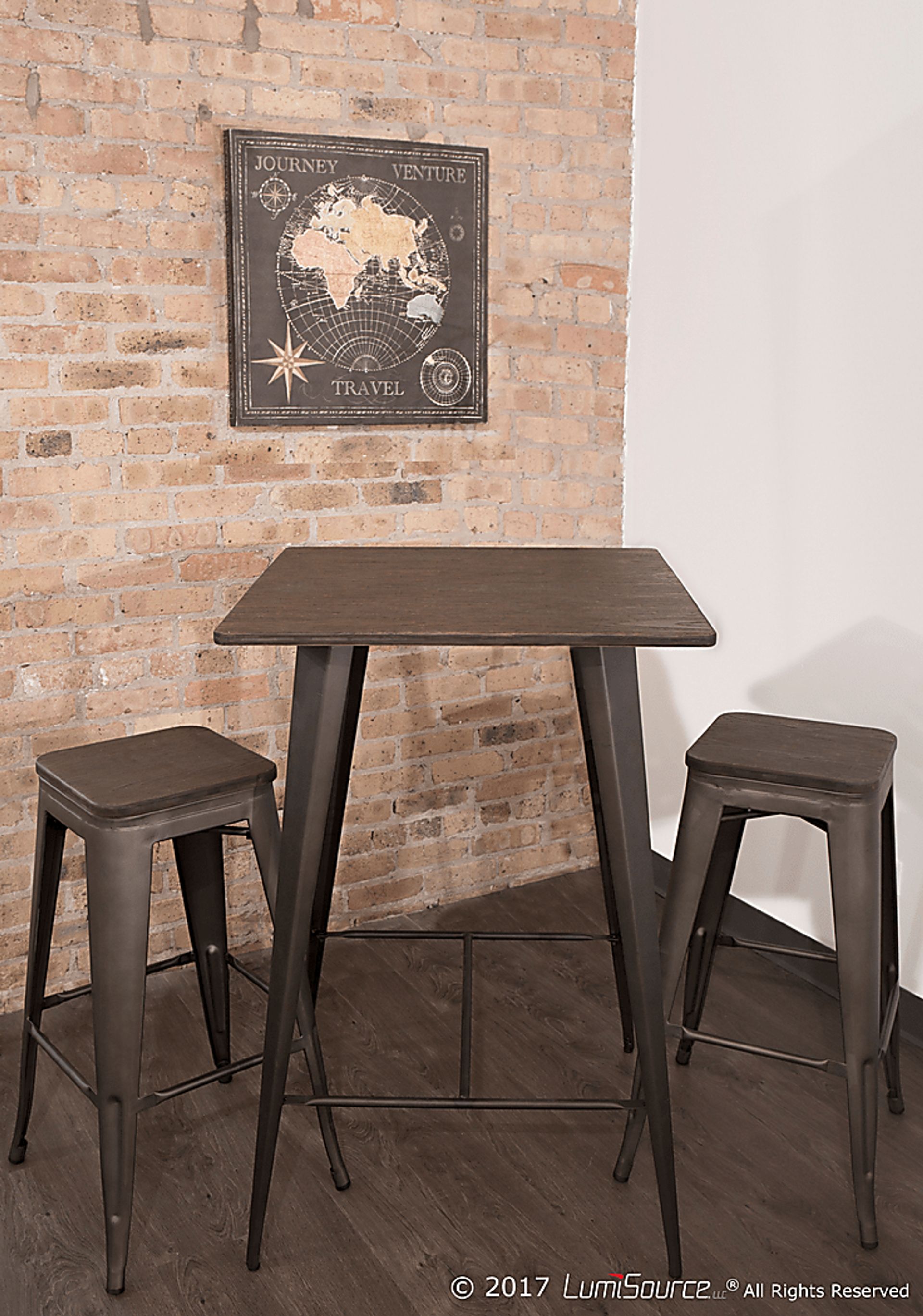 Aldersyde Espresso 3 Pc Bar Height Table Set - Image 2