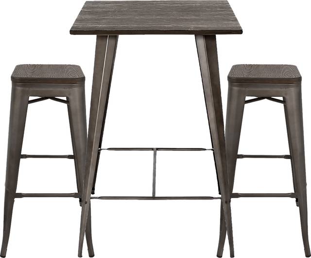 Aldersyde Espresso 3 Pc Bar Height Table Set - Thumbnail - Image 3