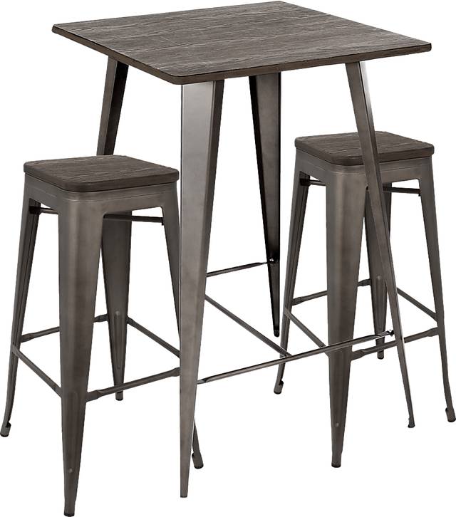 Aldersyde Espresso 3 Pc Bar Height Table Set - Thumbnail - Image 1