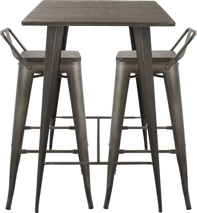 Aldersyde Espresso 3 Pc Low Back Bar Height Table Set - Thumbnail - Image 3