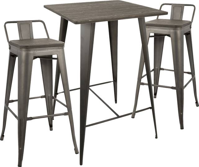 Aldersyde Espresso 3 Pc Low Back Bar Height Table Set - Thumbnail - Image 1