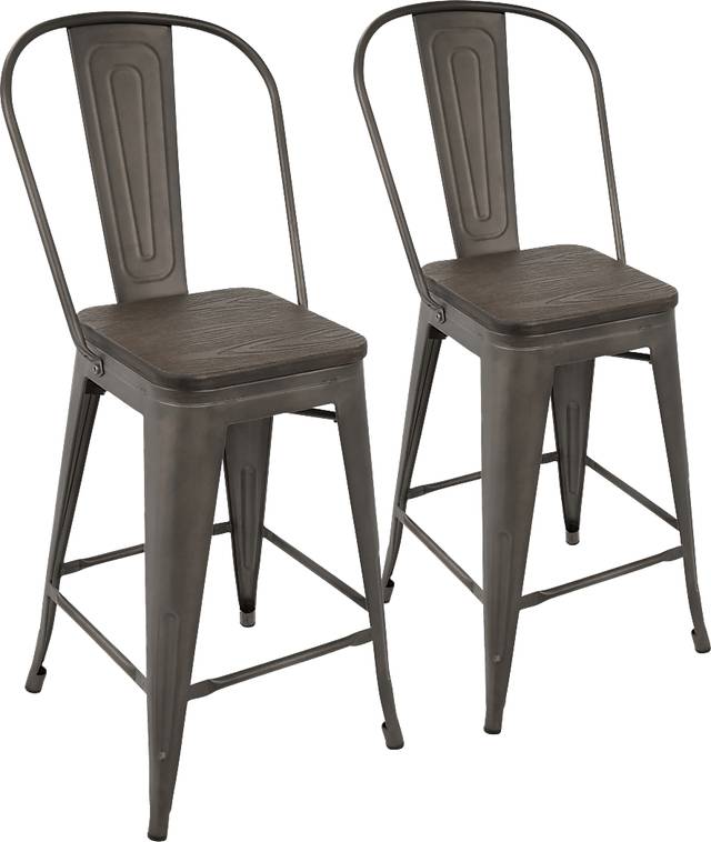 Aldersyde Espresso High Back Counter Height Stool (Set of 2) - Thumbnail - Image 1