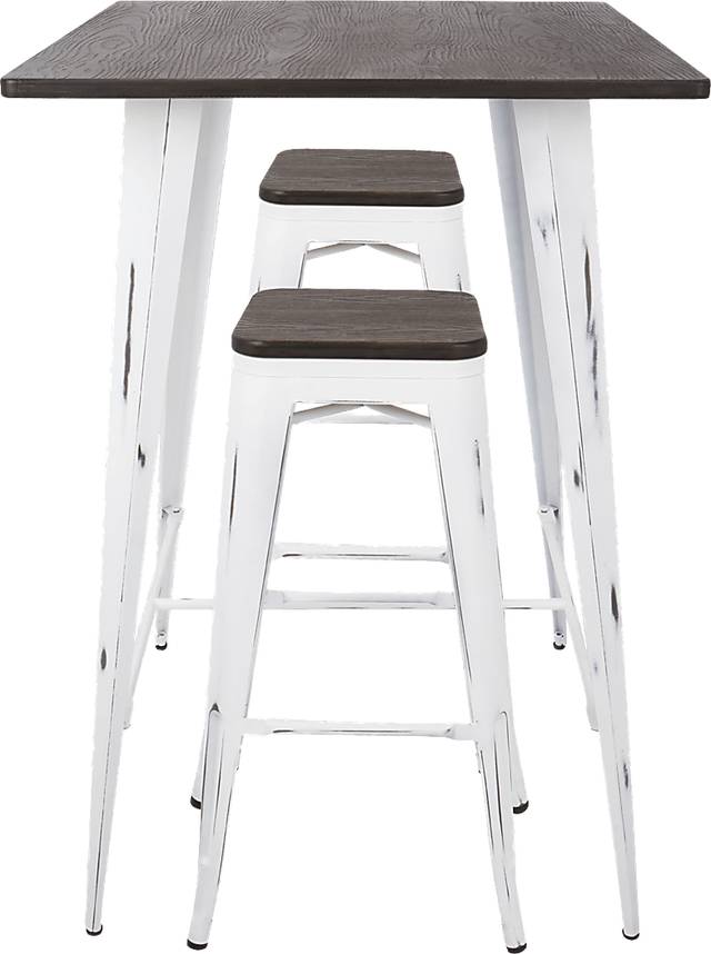 Aldersyde White 3 Pc Bar Height Table Set - Thumbnail - Image 2