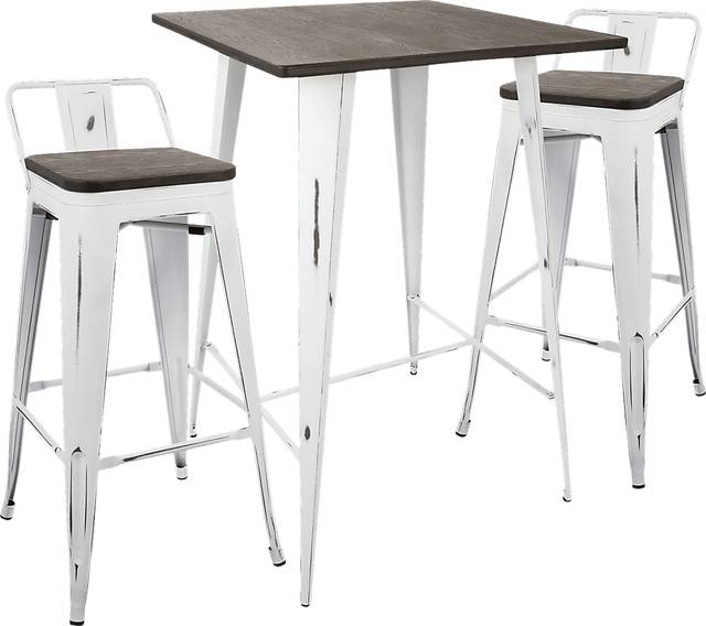 Aldersyde White 3 Pc Bar Height Table Set - Thumbnail - Image 1