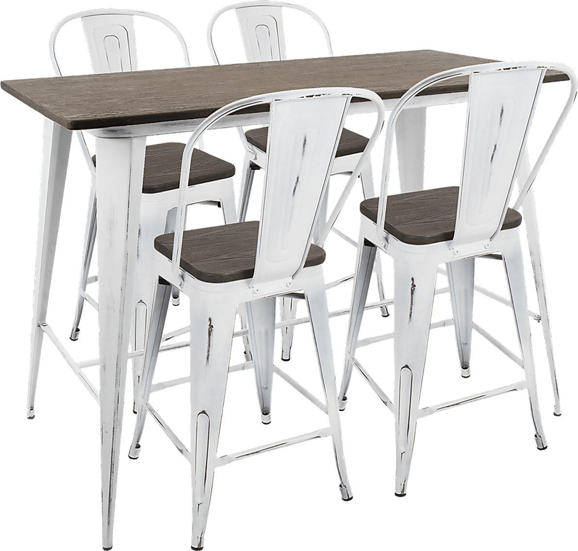 Aldersyde White High Back 5 Pc Counter Height Table Set