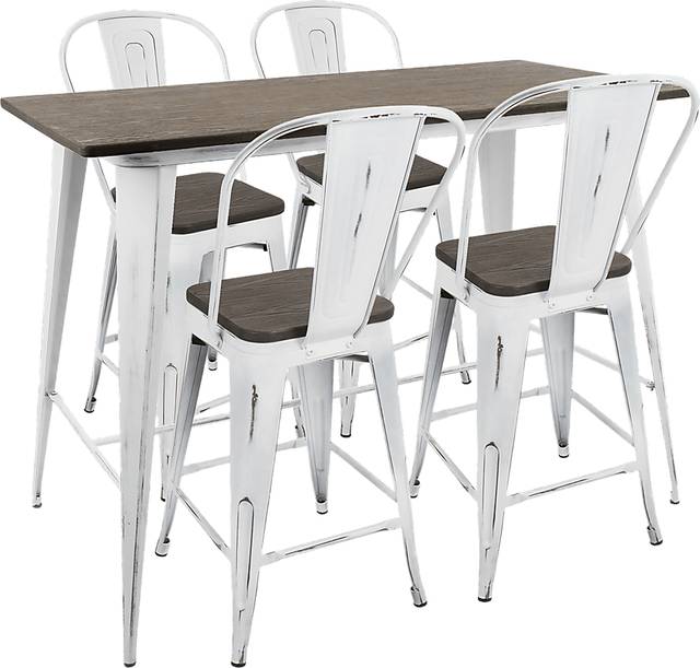 Aldersyde White High Back 5 Pc Counter Height Table Set - Thumbnail - Image 1