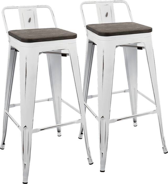 Aldersyde White Low Back Barstool (Set of 2) - Thumbnail - Image 1